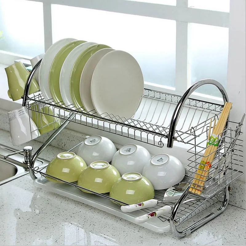 Large Dish Drying Rack Cup Drainer 2-Tier Strainer Holder Tray Stainless Steel Kitchen Accessories IQ6
Large Dish Drying Rack Cup Drainer 2-Tier Strainer Holder Tray Stainless Steel Kitchen Accessories IQ6