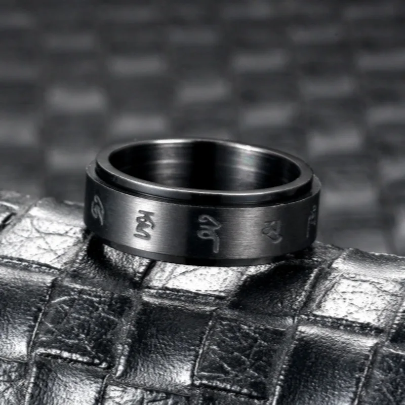 Personalized Rotating Ring Six-character Mantra Ring Titanium Steel Ring Fashion Male Jewelry Gift for Husbands
Personalized Rotating Ring Six-character Mantra Ring Titanium Steel Ring Fashion Male Jewelry Gift for Husbands