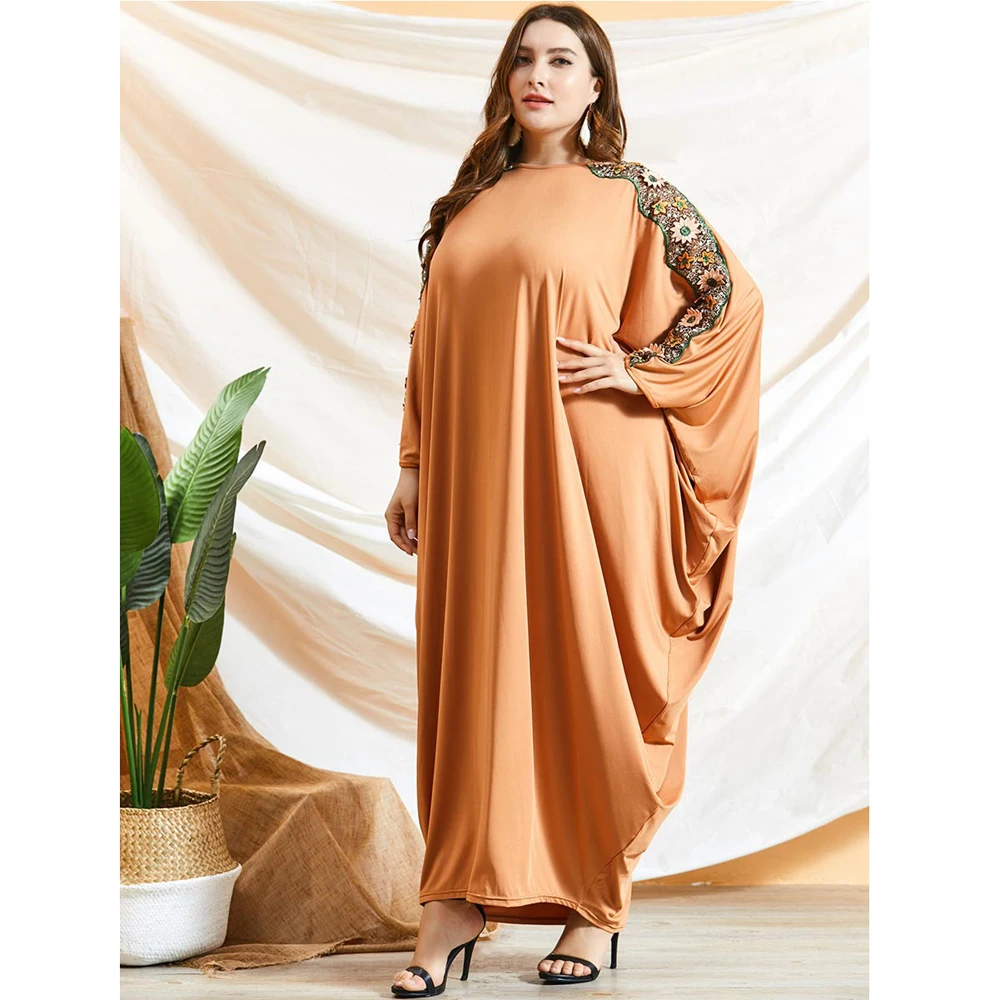 

Ramadan Abaya Muslim Women Batwing Sleeve Loose Maxi Dress Turkey Dubai Kaftan Eid Party Islam Moroccan Femme Arab Caftan Jilbab