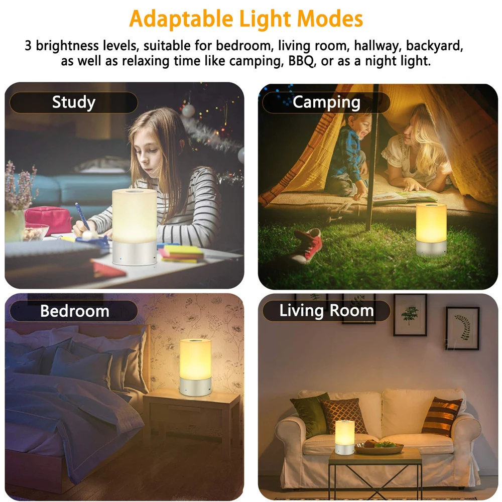 Desk Portable LED Night Light Touch Sensor Bedside Lamp with Dimmable Warm White Light & Color Changing RGB Rechargeable Bedroom
Desk Portable LED Night Light Touch Sensor Bedside Lamp with Dimmable Warm White Light & Color Changing RGB Rechargeable Bedroom