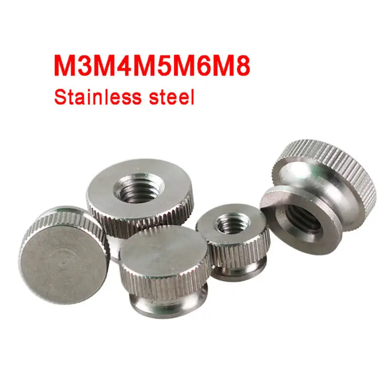 

10Pcs Stainless Steel Knurled Thumb Nuts M3 M4 M5 M6 M8 Through Hole/Blind Hole Hand Grip Knobs Step Nut
