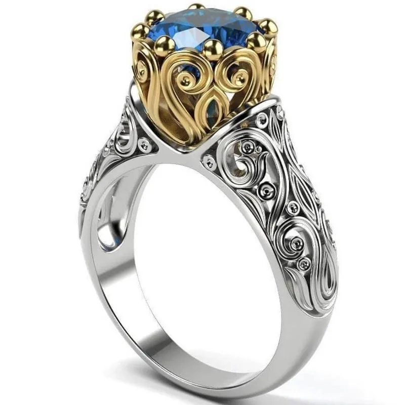 Jewelry Creative Two-color Floral Jewelry Women Fashion Ring Hand Act The Role Of Ball Anniversary Engagement Lady Ring Gothic
Jewelry Creative Two-color Floral Jewelry Women Fashion Ring Hand Act The Role Of Ball Anniversary Engagement Lady Ring Gothic