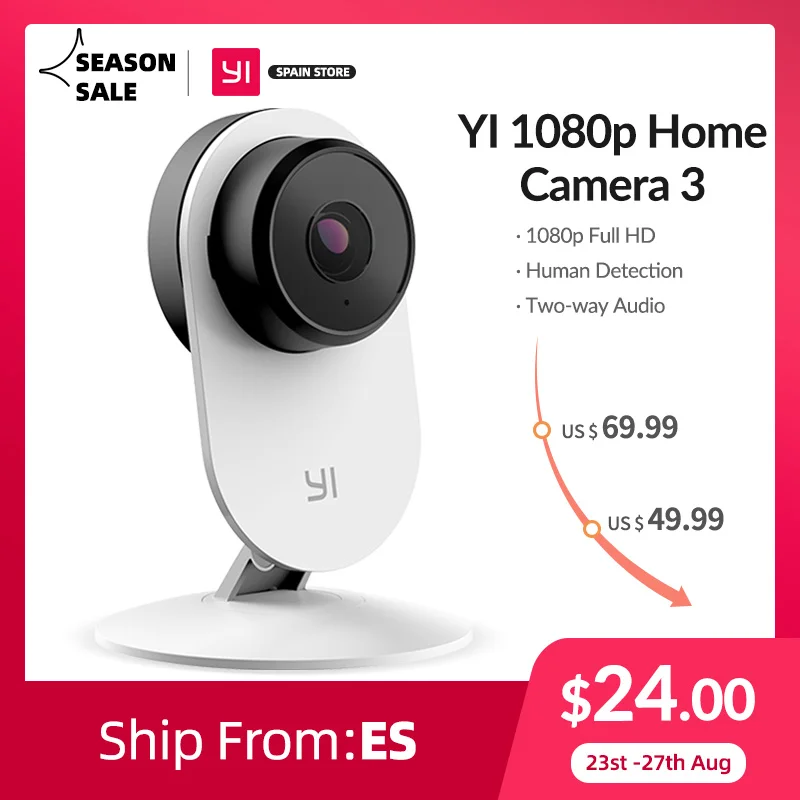 YI Smart Home Камера 3 AI приведенный в действие 1080p камеры видеонаблюдения Системы