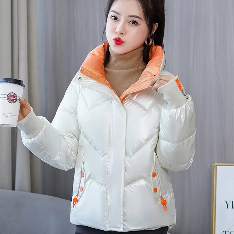 2021 Korean Fashion Women's Glossy Zippers Hidden Button Down Winter Short Spliced Cotton Padded Jackets Casaco Feminino Inverno
2021 Korean Fashion Women's Glossy Zippers Hidden Button Down Winter Short Spliced Cotton Padded Jackets Casaco Feminino Inverno
