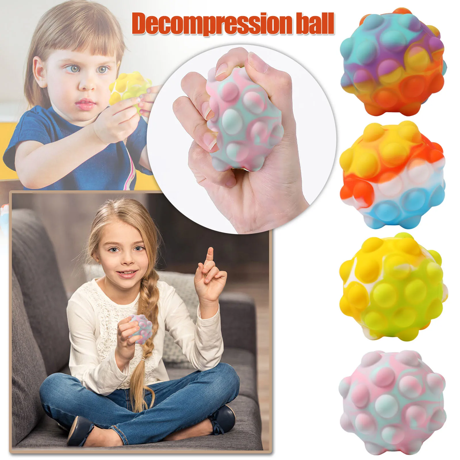 

3D мяч с пузырьками, игрушка-антистресс для пальцев, сенсорная игрушка для снятия стресса, детская игрушка