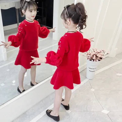 New 5-10 year old girl autumn solid color mink cashmere suit sweater + dress round neck fashion warm girl fashion two-piece suit
New 5-10 year old girl autumn solid color mink cashmere suit sweater + dress round neck fashion warm girl fashion two-piece suit