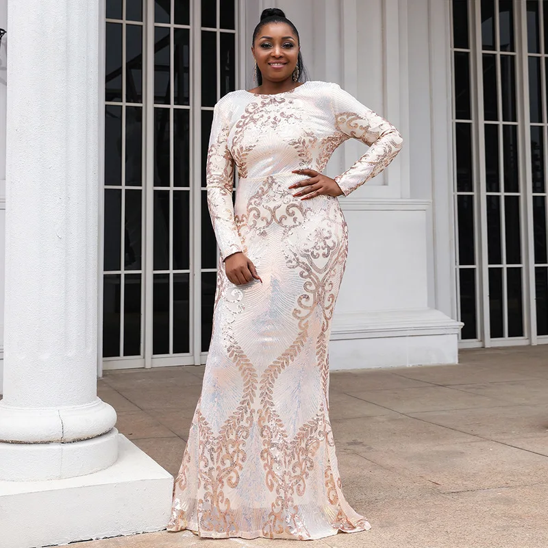 Plus Size Evening Dresses Luxury Long Sequined for Women Mermaid Long Sleeve Ball Gowns O-neck New 2021
Plus Size Evening Dresses Luxury Long Sequined for Women Mermaid Long Sleeve Ball Gowns O-neck New 2021