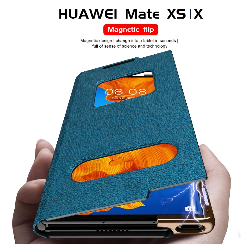 Роскошный кожаный магнитный складной чехол для Huawei Mate XS противоударный защитный