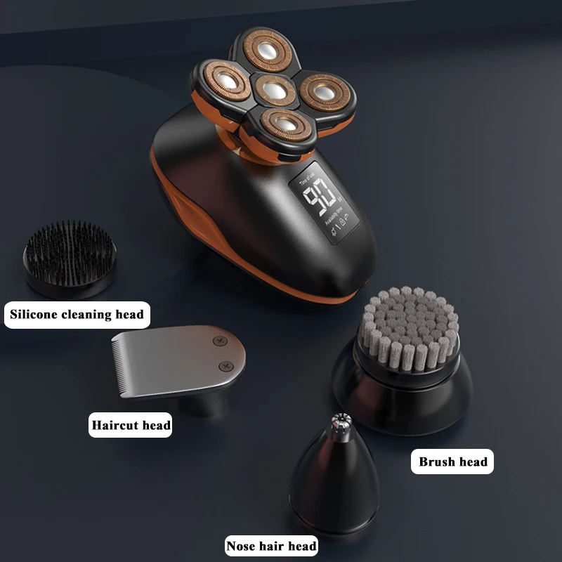 New 5 In 1 4D Men's Rechargeable Bald Head Electric Waerpoof Shaver Floating Heads Beard Nose Ear Hair Trimmer Razor Clipper
New 5 In 1 4D Men's Rechargeable Bald Head Electric Waerpoof Shaver Floating Heads Beard Nose Ear Hair Trimmer Razor Clipper