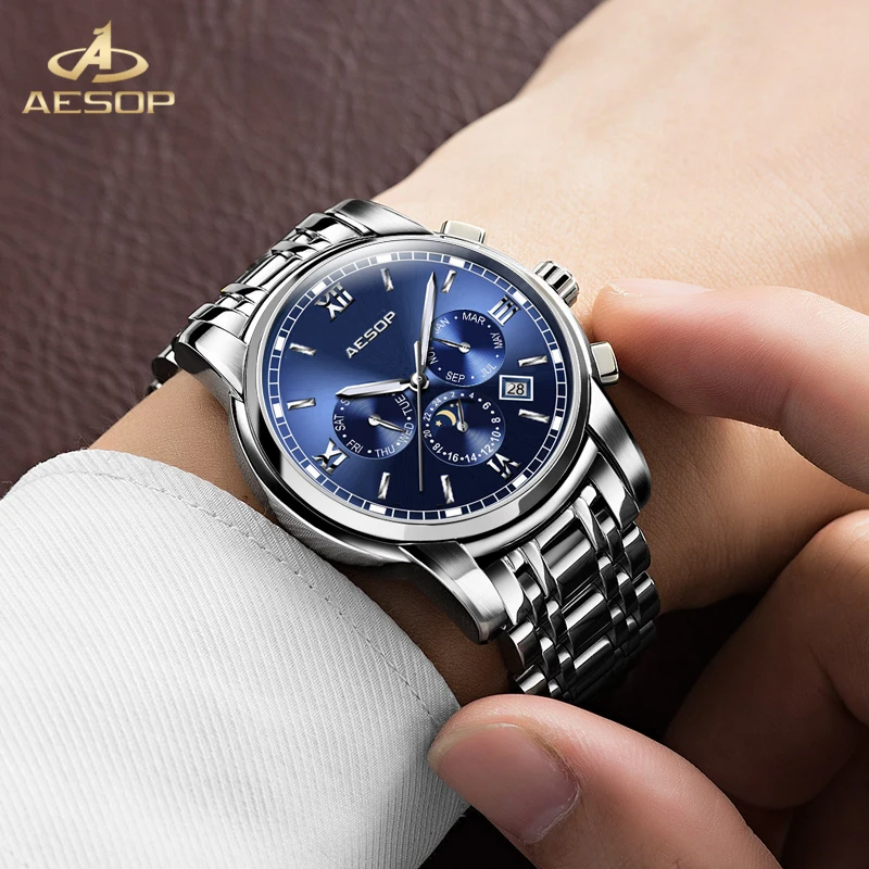 Relogio Masculino AESOP Waterproof Week Month Date Military Watch Fashion Luminous 12/24 Hours Mechanical Wristwatches For Men
Relogio Masculino AESOP Waterproof Week Month Date Military Watch Fashion Luminous 12/24 Hours Mechanical Wristwatches For Men