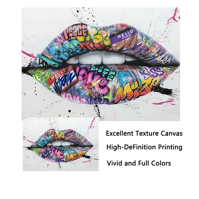 Show Teeth Lips Street Graffiti Art Canvas Painting on The Wall Posters and Prints Wall Art Picture for Living Room Home Decor
Show Teeth Lips Street Graffiti Art Canvas Painting on The Wall Posters and Prints Wall Art Picture for Living Room Home Decor