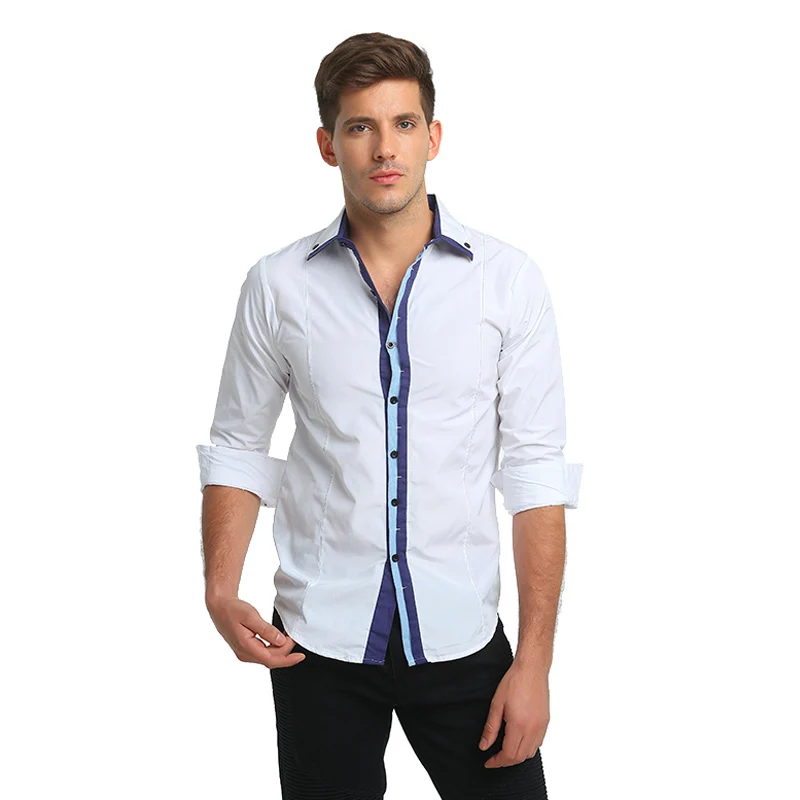Men's Fashion Matching Colour Long Sleeve Shirt Business Casual Man Slim-fit Plus-size Shirt 
Men's Fashion Matching Colour Long Sleeve Shirt Business Casual Man Slim-fit Plus-size Shirt