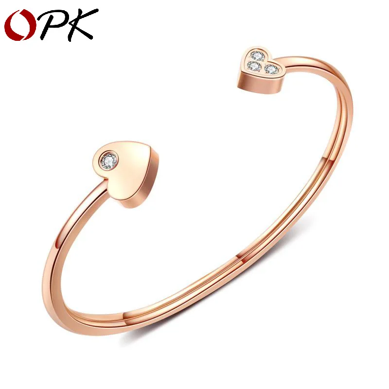 MS. OPK stainless steel opening love-encrusted brick bracelet titanium steel peach heart bracelet bracelets for women luxury 
MS. OPK stainless steel opening love-encrusted brick bracelet titanium steel peach heart bracelet bracelets for women luxury