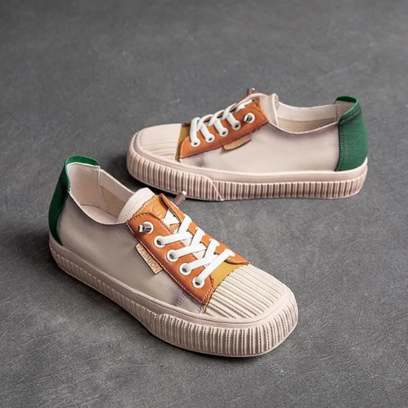 Spring New Leather Flat Shoes Round Toe Lace Handmade Women's Shoes Retro Color Matching Casual Shoes Ladies Soft Soled Loafers
Spring New Leather Flat Shoes Round Toe Lace Handmade Women's Shoes Retro Color Matching Casual Shoes Ladies Soft Soled Loafers