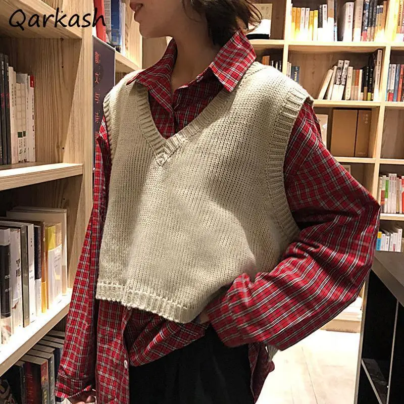 Sweater Vest Women Apricot Slim Knit Sleeveless Ulzzang Cropped Simple Casual Daily Clothes Vintage V-Neck Solid Spring Fall Ins
Sweater Vest Women Apricot Slim Knit Sleeveless Ulzzang Cropped Simple Casual Daily Clothes Vintage V-Neck Solid Spring Fall Ins