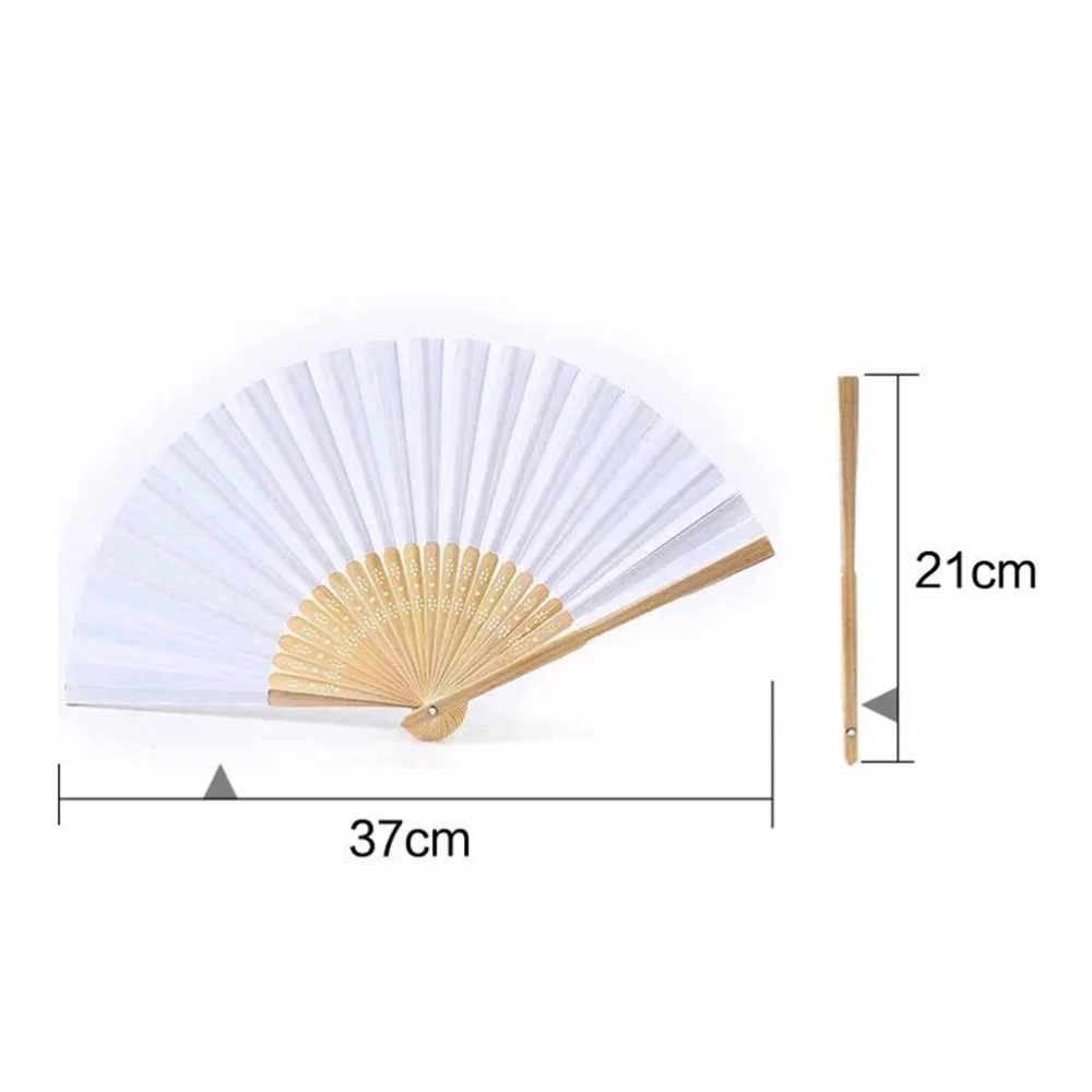 18Pcs 7Inches Paper Folded Fan Cartoon Folding Fan Handheld Fans for Kids Girls (White)