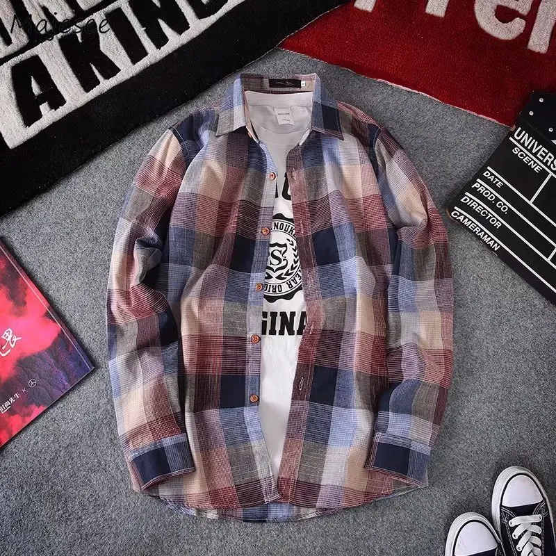 Gradient Plaid Long Sleeve Shirts Men Big Size S-3XL Spring Vintage Slim All-match Harajuku High Street Retro Single Breasted
Gradient Plaid Long Sleeve Shirts Men Big Size S-3XL Spring Vintage Slim All-match Harajuku High Street Retro Single Breasted