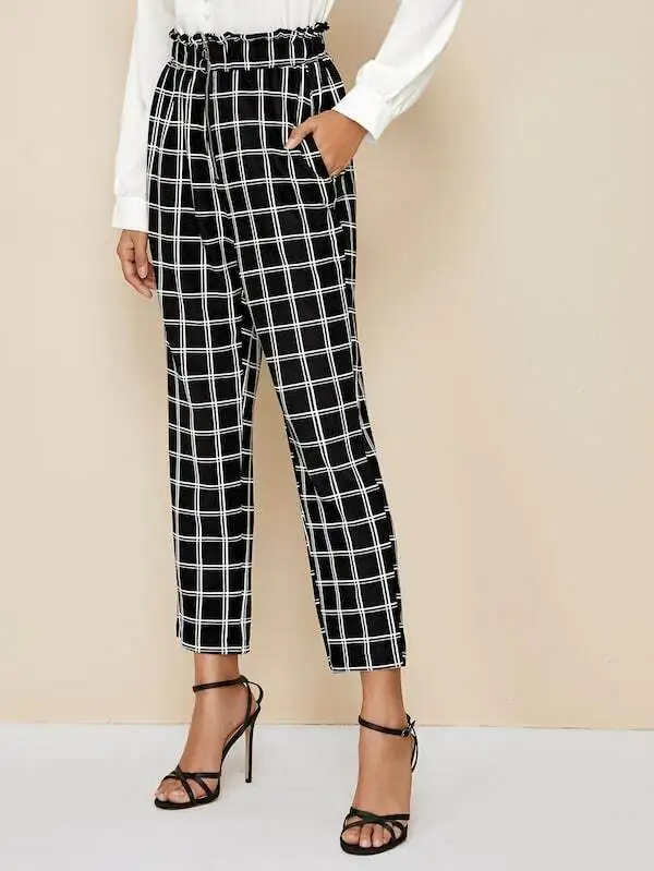 Goocheer Women's High Waist Plaid Print Casual Trousers Zipper Loose Wide Leg Long Pants New Fashion Lady Office Basic Pants
Goocheer Women's High Waist Plaid Print Casual Trousers Zipper Loose Wide Leg Long Pants New Fashion Lady Office Basic Pants