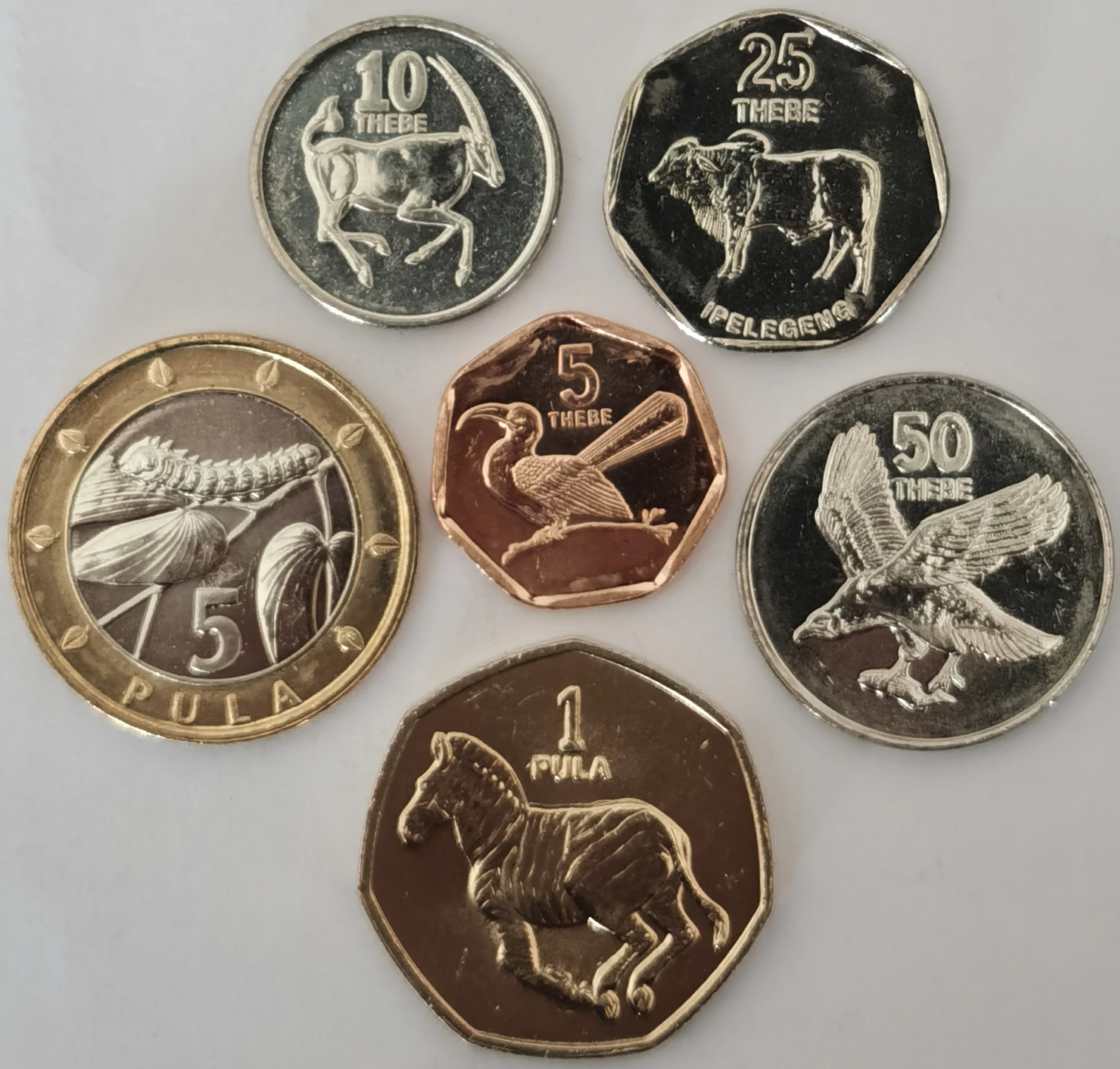 6pcs Botswana coin 100% original coin Not circulated Zebra Antelope Eagle 
6pcs Botswana coin 100% original coin Not circulated Zebra Antelope Eagle