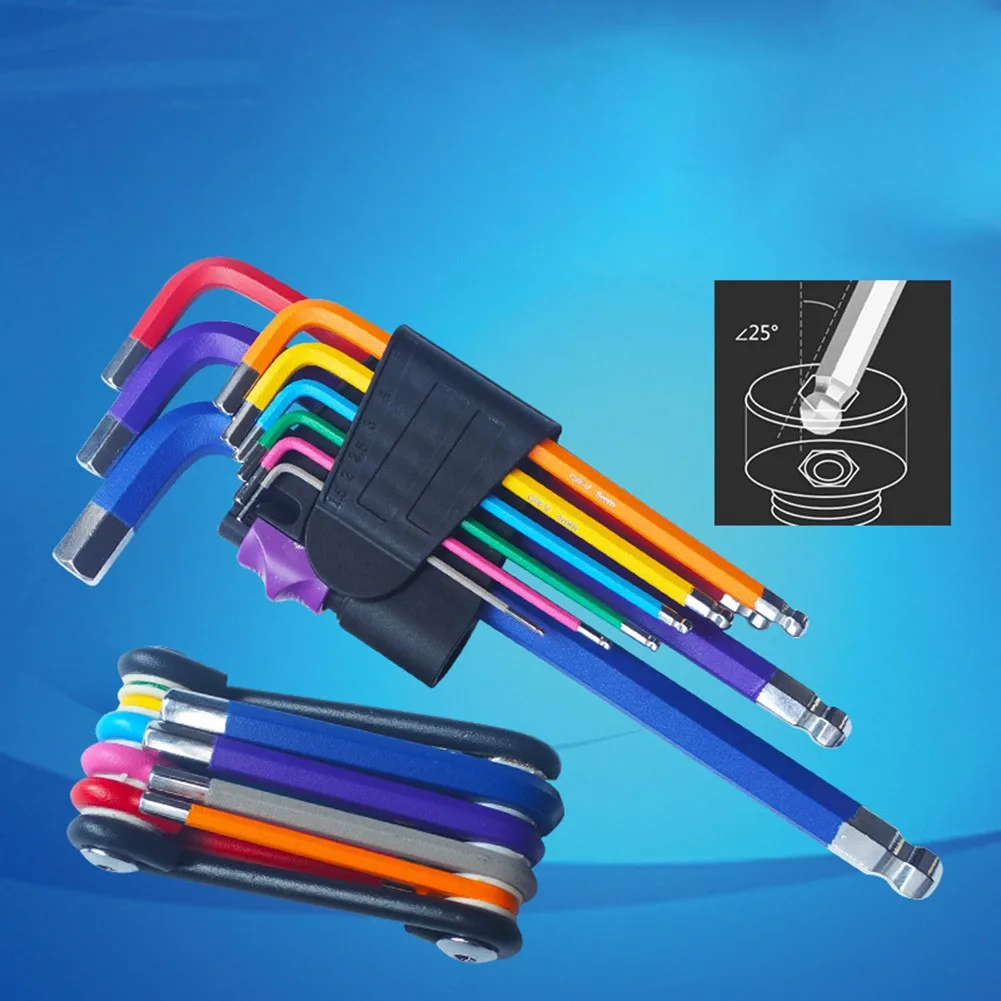 Pack Of 9 2/3/4/5/6mm Color Coded Ball-end Hexagon Wrench Set Torque Long Metric With Socket Hand Tool Bicycle Accessory
Pack Of 9 2/3/4/5/6mm Color Coded Ball-end Hexagon Wrench Set Torque Long Metric With Socket Hand Tool Bicycle Accessory