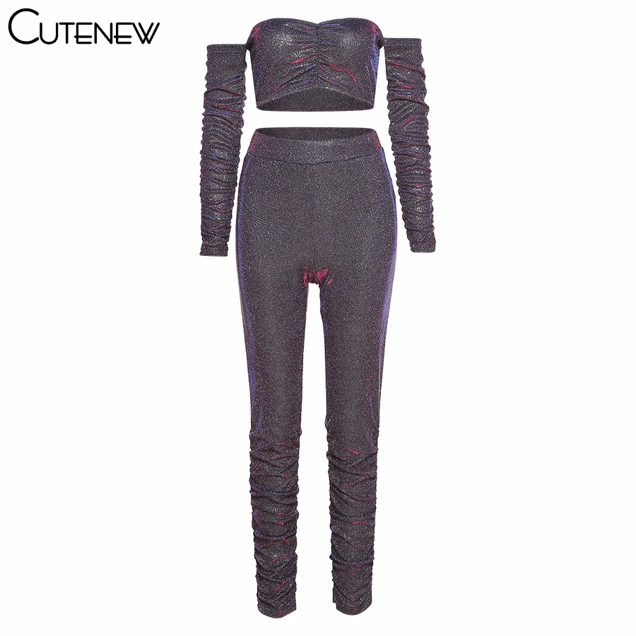 Cutenew Shiny Party Two Piece Set Women's 2021 Off Shoulder Slash Neck Crop Tops+High Waist Leggings Sexy Party Clubwear Outfits
Cutenew Shiny Party Two Piece Set Women's 2021 Off Shoulder Slash Neck Crop Tops+High Waist Leggings Sexy Party Clubwear Outfits
