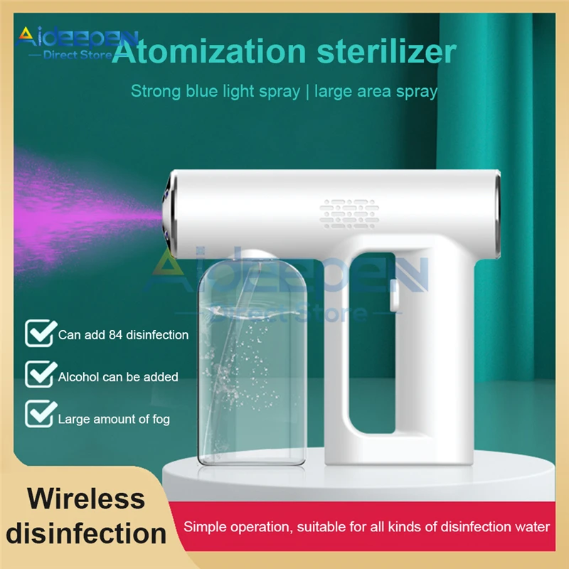 250ML Wireless Disinfection Blue Light Nano Spray Gun Portable Fogger Machine Steam Home Disinfection Piece Blue Light Sprayer
250ML Wireless Disinfection Blue Light Nano Spray Gun Portable Fogger Machine Steam Home Disinfection Piece Blue Light Sprayer