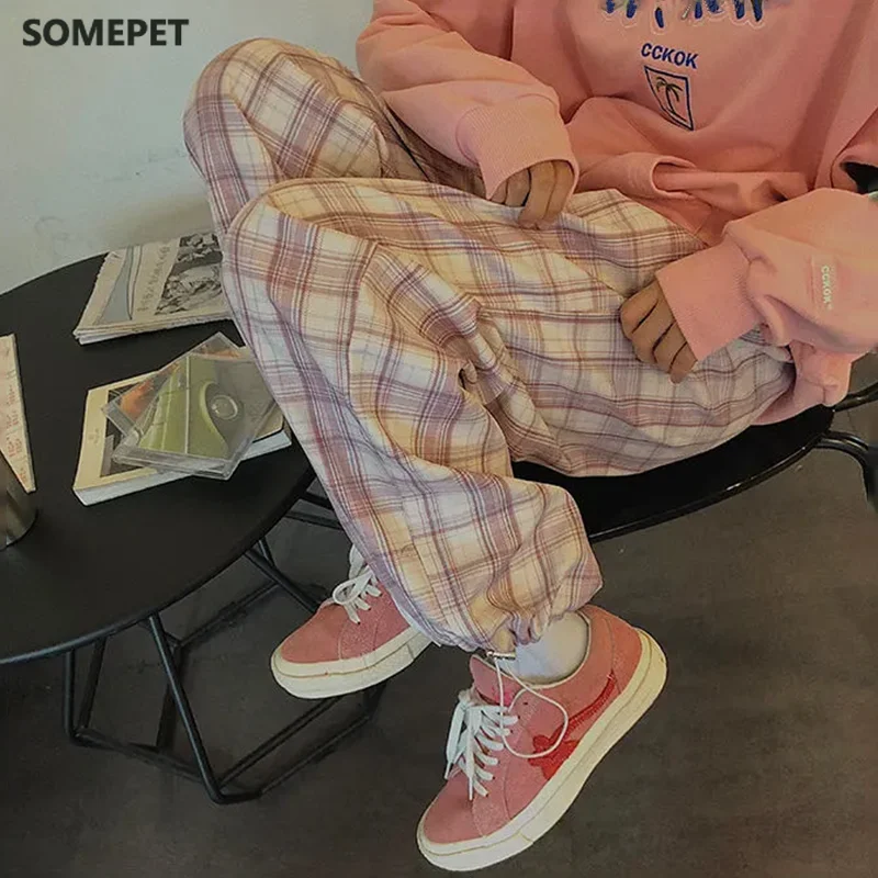 Plaid Pants Women Autumn Fashion Pink High Waist Pants Casual Loose All-Match Trousers Plus Hip Hop Harem Pants Women's
Plaid Pants Women Autumn Fashion Pink High Waist Pants Casual Loose All-Match Trousers Plus Hip Hop Harem Pants Women's