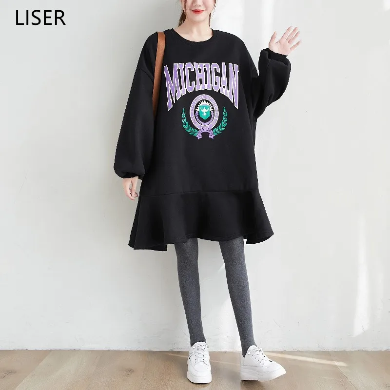 Spring Autumn Fashion Pullover Sweatshirts Women Loose Large Size Letter Printing 2022 New Ruffle Sweatshirts Dress Black LL146
Spring Autumn Fashion Pullover Sweatshirts Women Loose Large Size Letter Printing 2022 New Ruffle Sweatshirts Dress Black LL146
