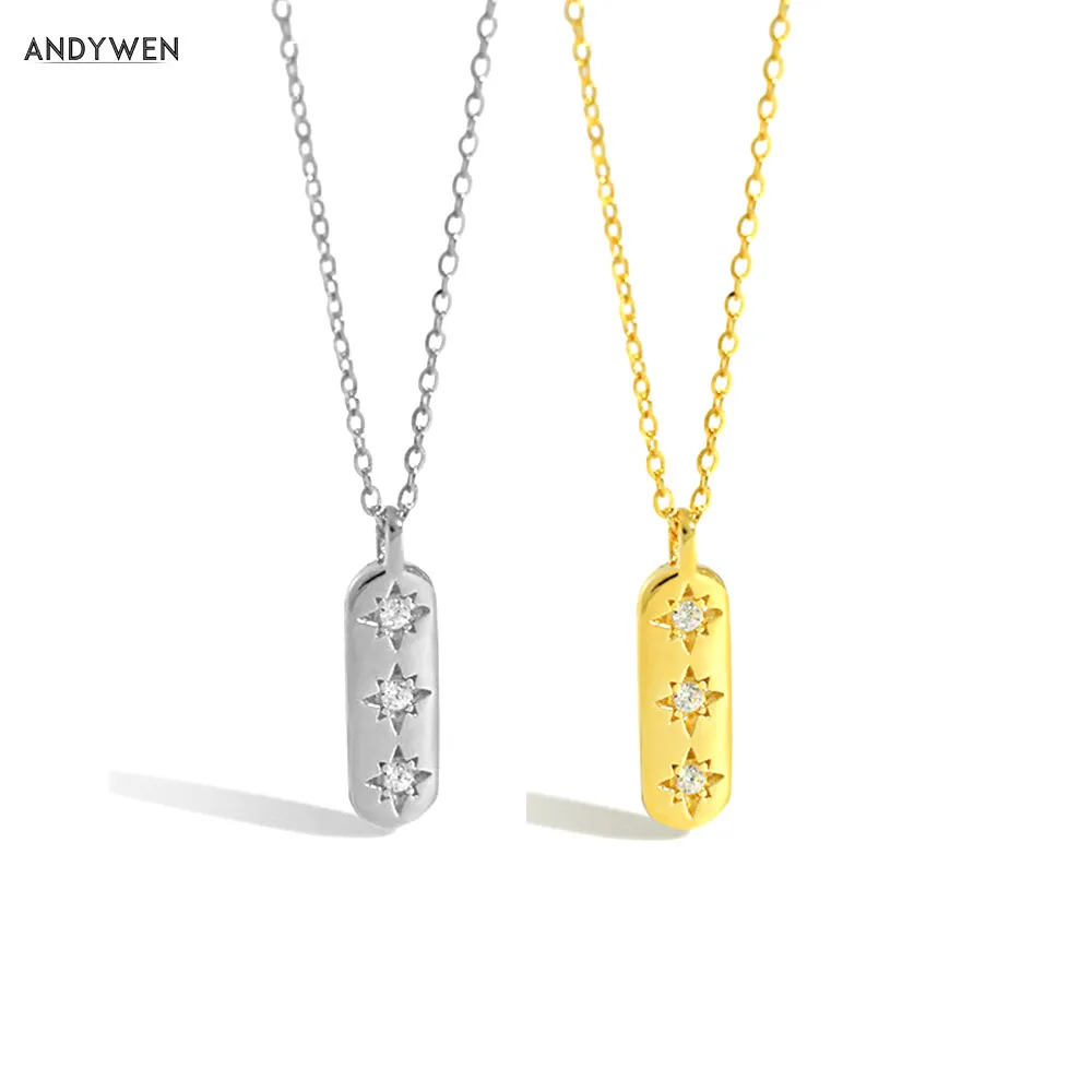 ANDYWEN 925 Sterling Silver Gold Square Pendant Three Zircon Necklace Long Chain Choker Luxury Jewelry Fashionable Jewels
ANDYWEN 925 Sterling Silver Gold Square Pendant Three Zircon Necklace Long Chain Choker Luxury Jewelry Fashionable Jewels