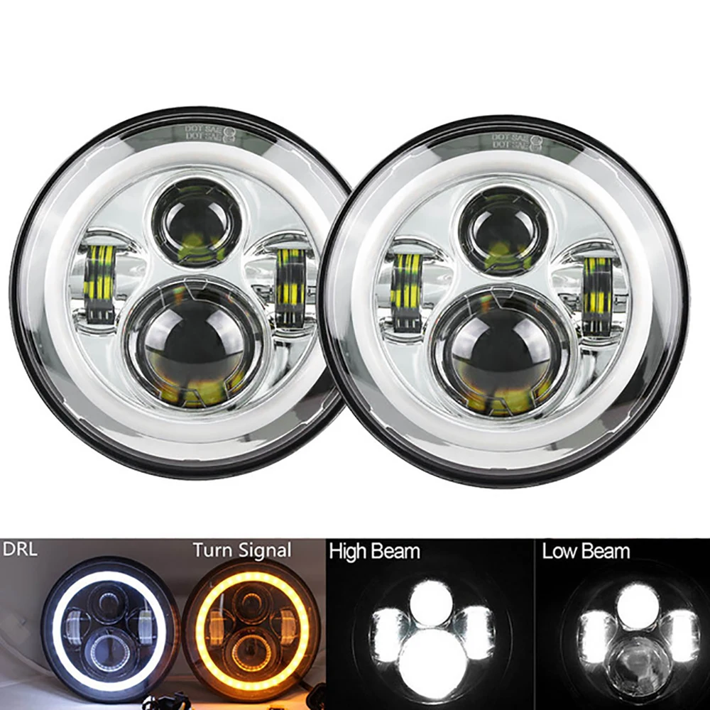 1Pair Running Lights Car Led H4 7 inch Car Accessories Angel Eyes H4 Led Headlight For Lada Niva 4X4 for Uaz Hunter for Hummer
1Pair Running Lights Car Led H4 7 inch Car Accessories Angel Eyes H4 Led Headlight For Lada Niva 4X4 for Uaz Hunter for Hummer