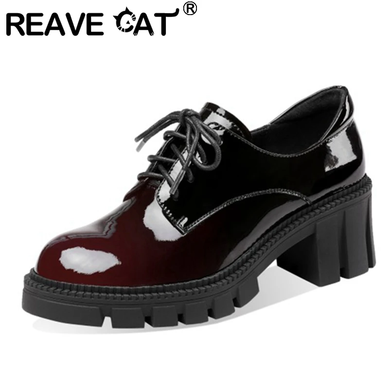 REAVE CAT New 2021 Women Pumps Round Toe 6cm Block Heels Patent Leather Thick Bottom Platform Gradient Soft Casual Summer A3528
REAVE CAT New 2021 Women Pumps Round Toe 6cm Block Heels Patent Leather Thick Bottom Platform Gradient Soft Casual Summer A3528