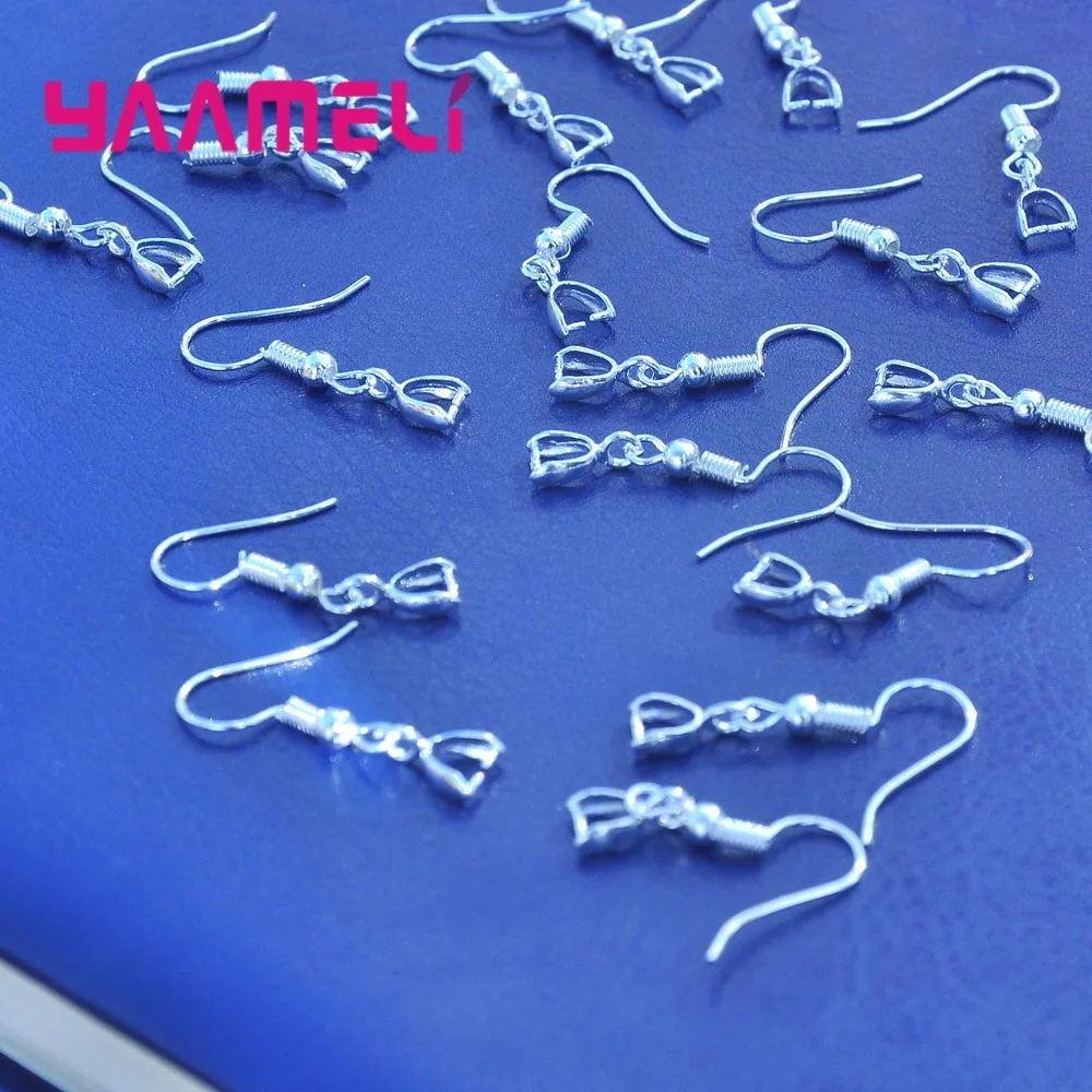 50PCS Genuine 925 Sterling Silver Clasp Hook Earrings Pinch Bail Connector Component Jewellery Making Findings for Bead Crystal | Украшения