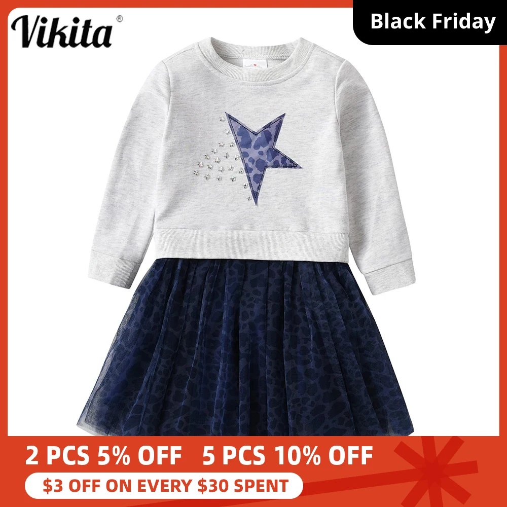 VIKITA Girls Autumn Winter Dress Children Star Clothes Birthday Party Tulle Dresses Kids Girl Casual Vestidos Girl Sweater Dress
VIKITA Girls Autumn Winter Dress Children Star Clothes Birthday Party Tulle Dresses Kids Girl Casual Vestidos Girl Sweater Dress