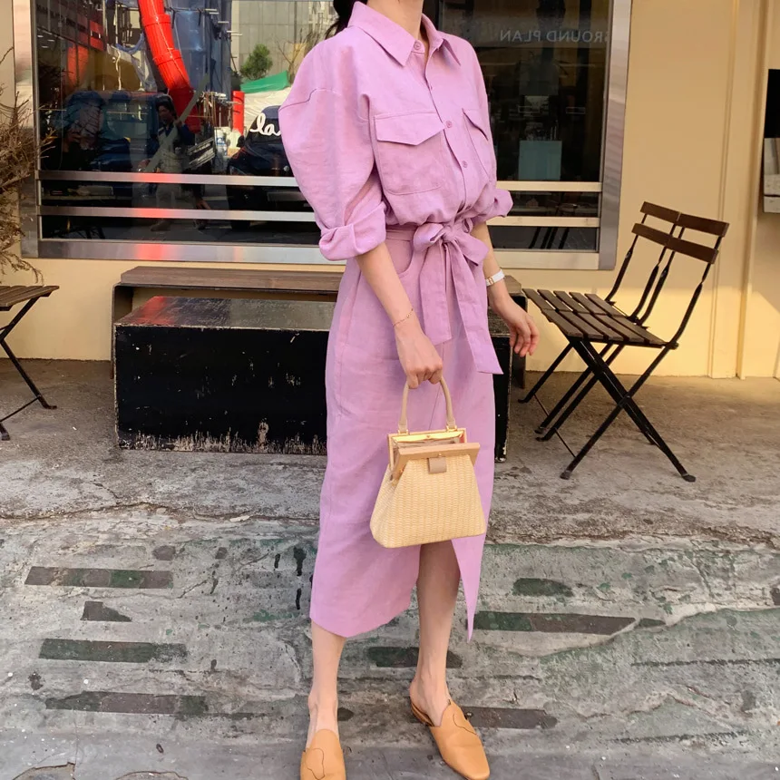 SuperAen 2021 French Solid Turn Down Collar Single Breasted Full Ankle-Length Woman Dress
SuperAen 2021 French Solid Turn Down Collar Single Breasted Full Ankle-Length Woman Dress