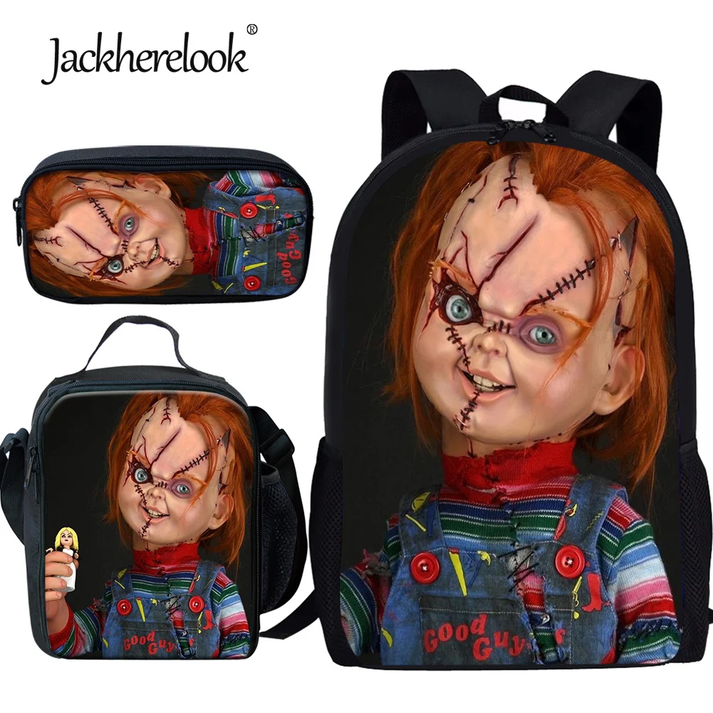 Jackherelook Primary Students Schoolbags Unisex Horror Puppet Doll Chucky TV Show Pattern Durable Backpack 3pcs Mochila Infantil
Jackherelook Primary Students Schoolbags Unisex Horror Puppet Doll Chucky TV Show Pattern Durable Backpack 3pcs Mochila Infantil