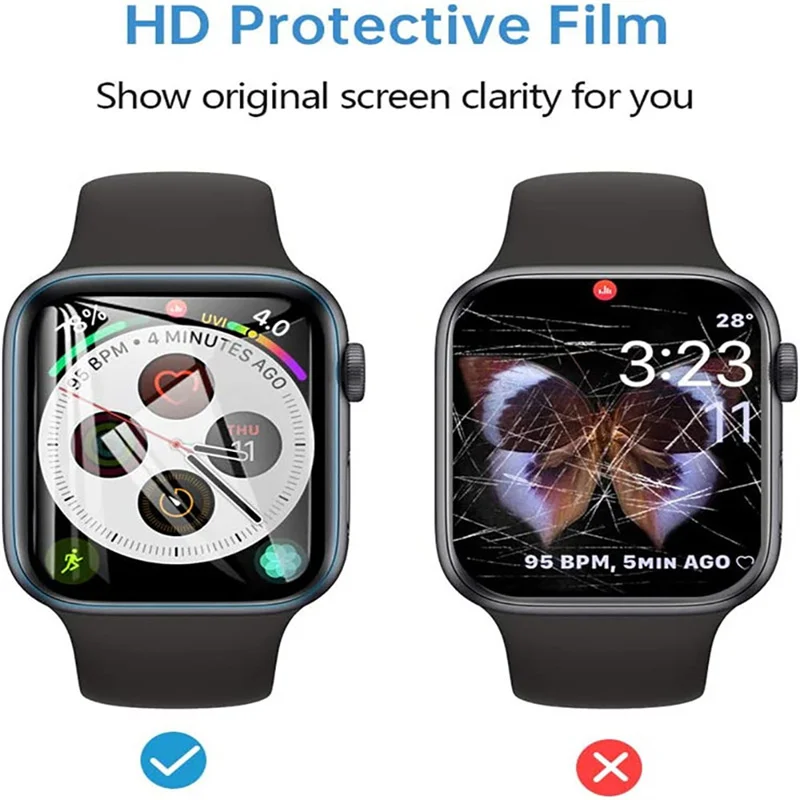 Защита экрана для Apple Watch 38 мм 40 41 42 44 45 водонепроницаемая Гидрогелевая пленка не