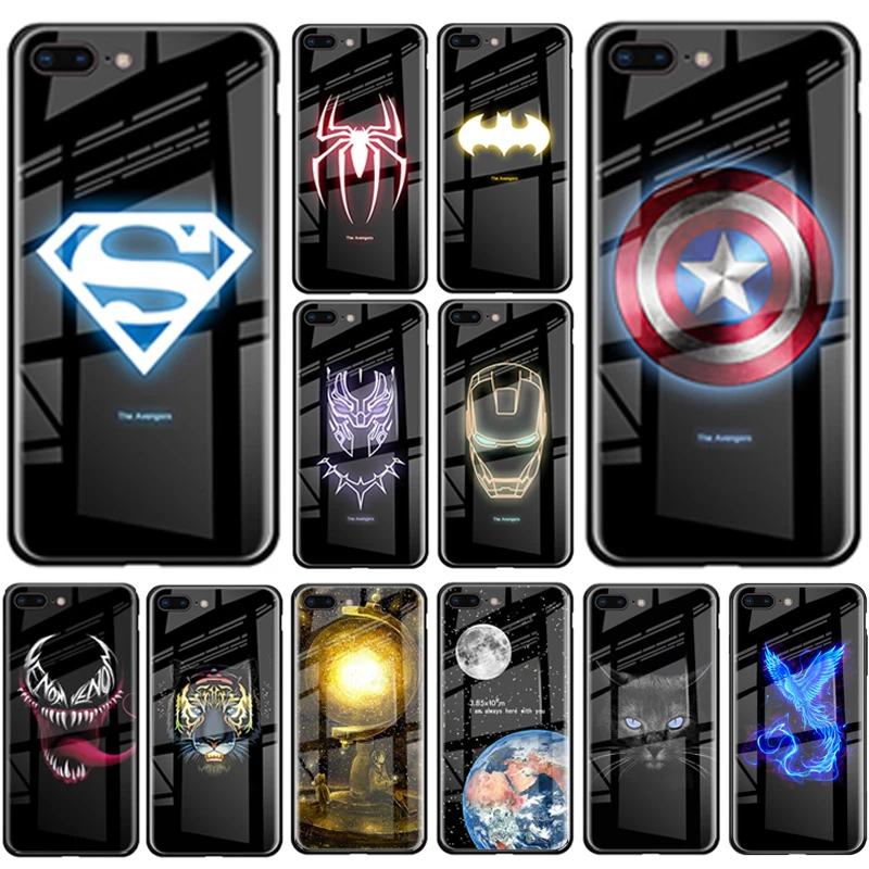 Чехол SLILE Avenger из светящегося закаленного стекла для iPhone X XS MAX XR 10 6 6S 7 8 Plus 7Plus 11