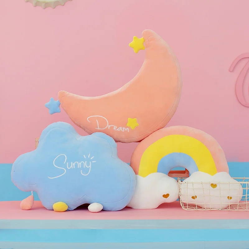 

Красочная плюшевая подушка Sunny Dream в виде Луны, радуги, звезды, облака, детские плюшевые игрушки, мягкая подушка для дивана, детская подушка д...