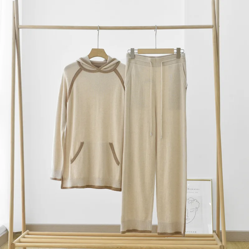 Masigoch, Европейская мода, роскошный 100% кашемировый комплект из 2 предметов, вязаные толстовки с капюшоном и широкие брюки
Masigoch, Европейская мода, роскошный 100% кашемировый комплект из 2 предметов, вязаные толстовки с капюшоном и широкие брюки