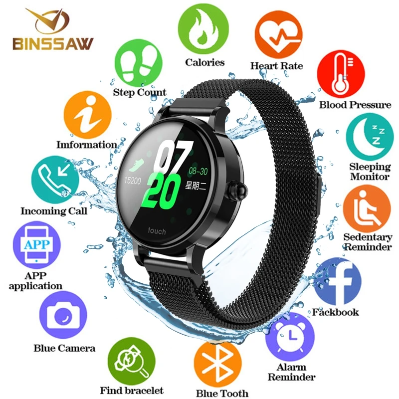 BINSSAW Новинка 2020 смарт-браслет с пульсометром ЭКГ кровяное давление IP68