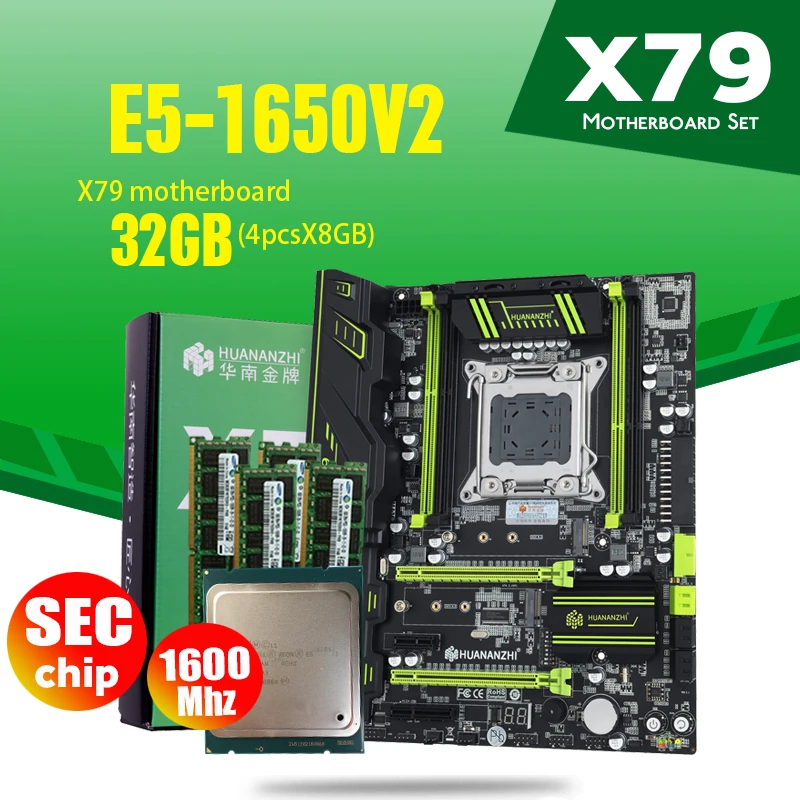 Материнская плата HUANANZHI golden x79материнская LGA2011 ATX combos E5 1650 v2 без теплоотвода памяти
