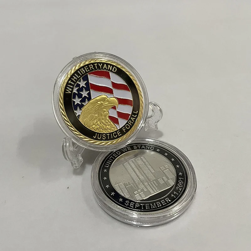 Gold plated or Silver plated Commemorative Medallion coins for the World Trade Center building of September 11, USA
Gold plated or Silver plated Commemorative Medallion coins for the World Trade Center building of September 11, USA