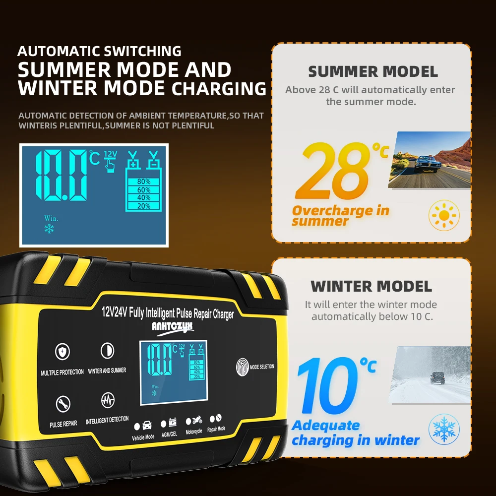 OBDSPACE Battery Charger 12V-24V Car Battery Charger Intelligent Pulse Repair LCD Motorcycle Car Charger Wet Dry Lead Acid
OBDSPACE Battery Charger 12V-24V Car Battery Charger Intelligent Pulse Repair LCD Motorcycle Car Charger Wet Dry Lead Acid