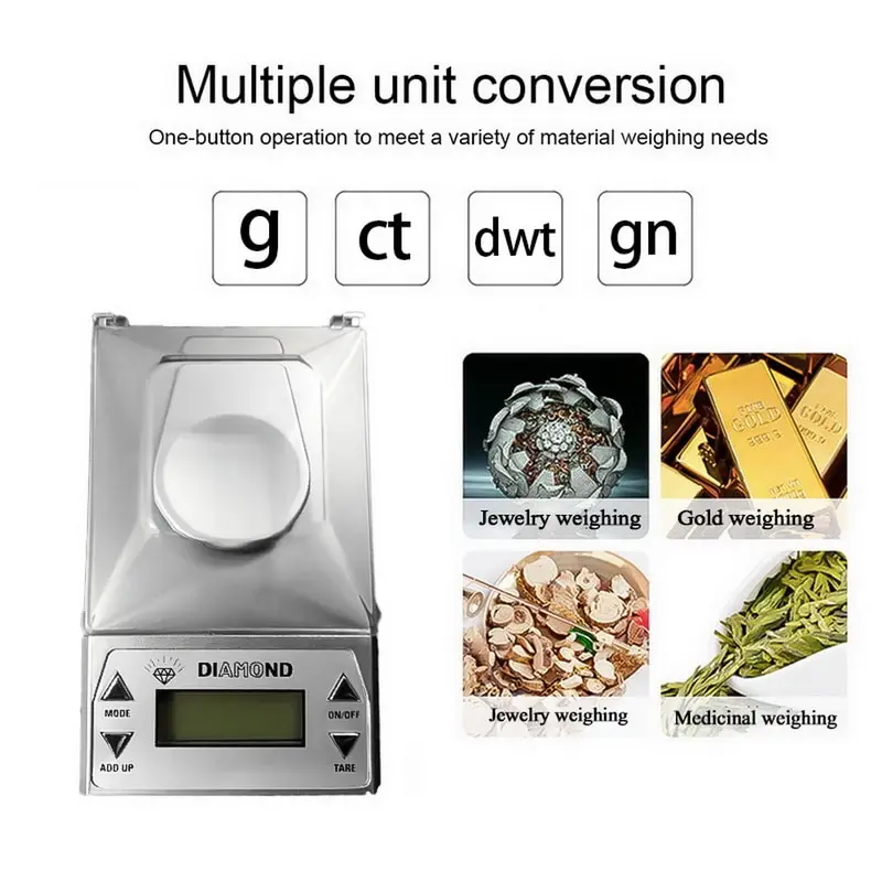 50/0.001g 100g-0.001Portable Scale Hight LCD Digital Pocket Jewelry Scale Lab Gold Jewelry Balance Weight Gramt
50/0.001g 100g-0.001Portable Scale Hight LCD Digital Pocket Jewelry Scale Lab Gold Jewelry Balance Weight Gramt