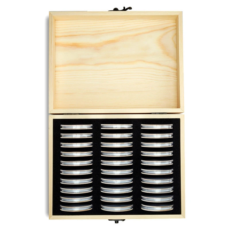 Wooden Coin Display Storage Box Case for Coin Collectible with 30 Capsules Coins Display Box
Wooden Coin Display Storage Box Case for Coin Collectible with 30 Capsules Coins Display Box