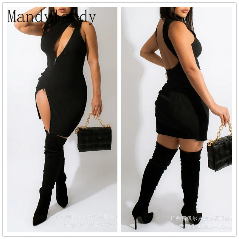 Mandylandy женское элегантное облегающее платье на молнии, женское сексуальное модное платье без рукавов с круглым вырезом и высокой талией, ажу...
Mandylandy женское элегантное облегающее платье на молнии, женское сексуальное модное платье без рукавов с круглым вырезом и высокой талией, ажу...