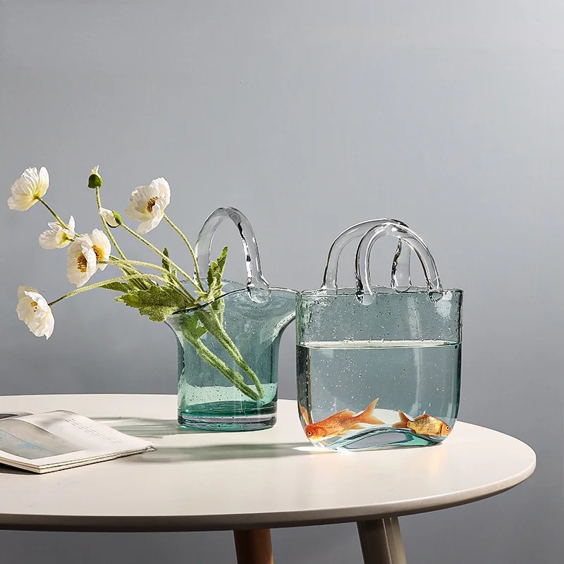 Nordic Glass Vase Decoration Transparent Bubble Shopping Basket Bag Vase Living Room Dining Table Hydroponic Terrarium
Nordic Glass Vase Decoration Transparent Bubble Shopping Basket Bag Vase Living Room Dining Table Hydroponic Terrarium