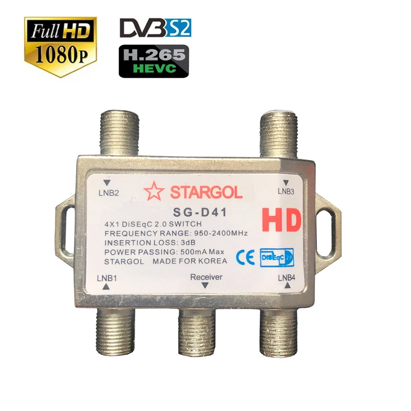 

DVB-S/S2 DiSEqc Switch 4 IN 1 port best signal Multi-Switch Splitter diseqc 2.0 LNB antenna dish For Satellite Receiver tv box
