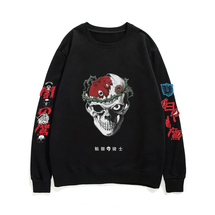 Anime Berserk Skeleton Knight Sweatshirt Men Women Simple Loose Manga Print Pattern Sweatshirts Male FASHION Oversized Pullover
Anime Berserk Skeleton Knight Sweatshirt Men Women Simple Loose Manga Print Pattern Sweatshirts Male FASHION Oversized Pullover