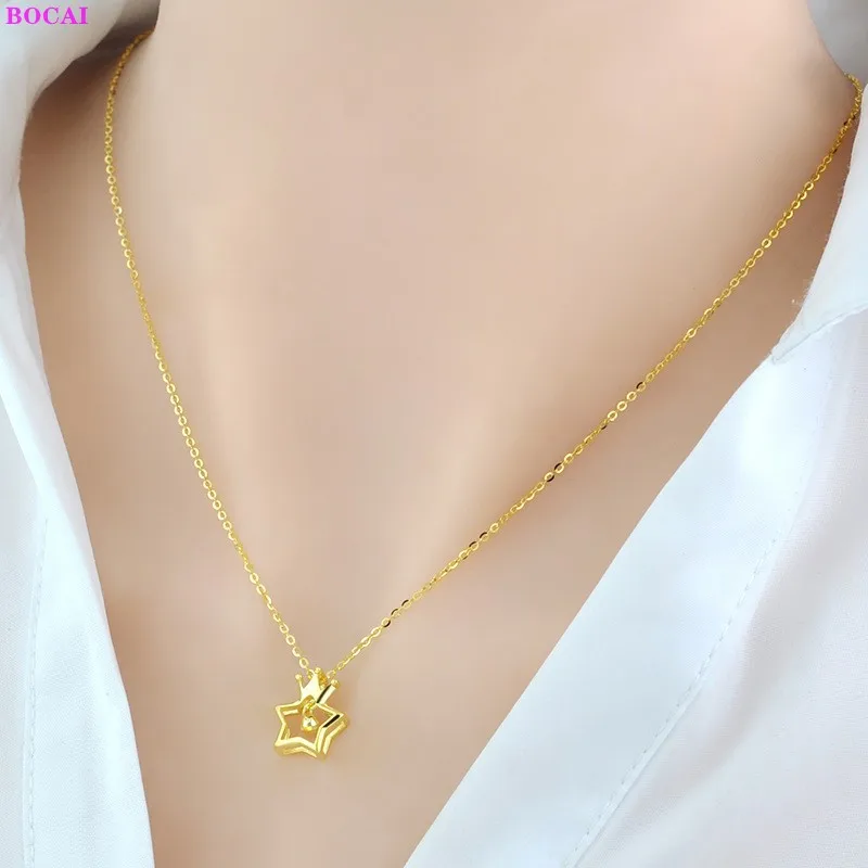 BOCAI Real Sterling Silver S925 Necklace For Women Thai Silver Simple Five Pointed Stars Color Neck Chain Valentine's Day Gift
BOCAI Real Sterling Silver S925 Necklace For Women Thai Silver Simple Five Pointed Stars Color Neck Chain Valentine's Day Gift